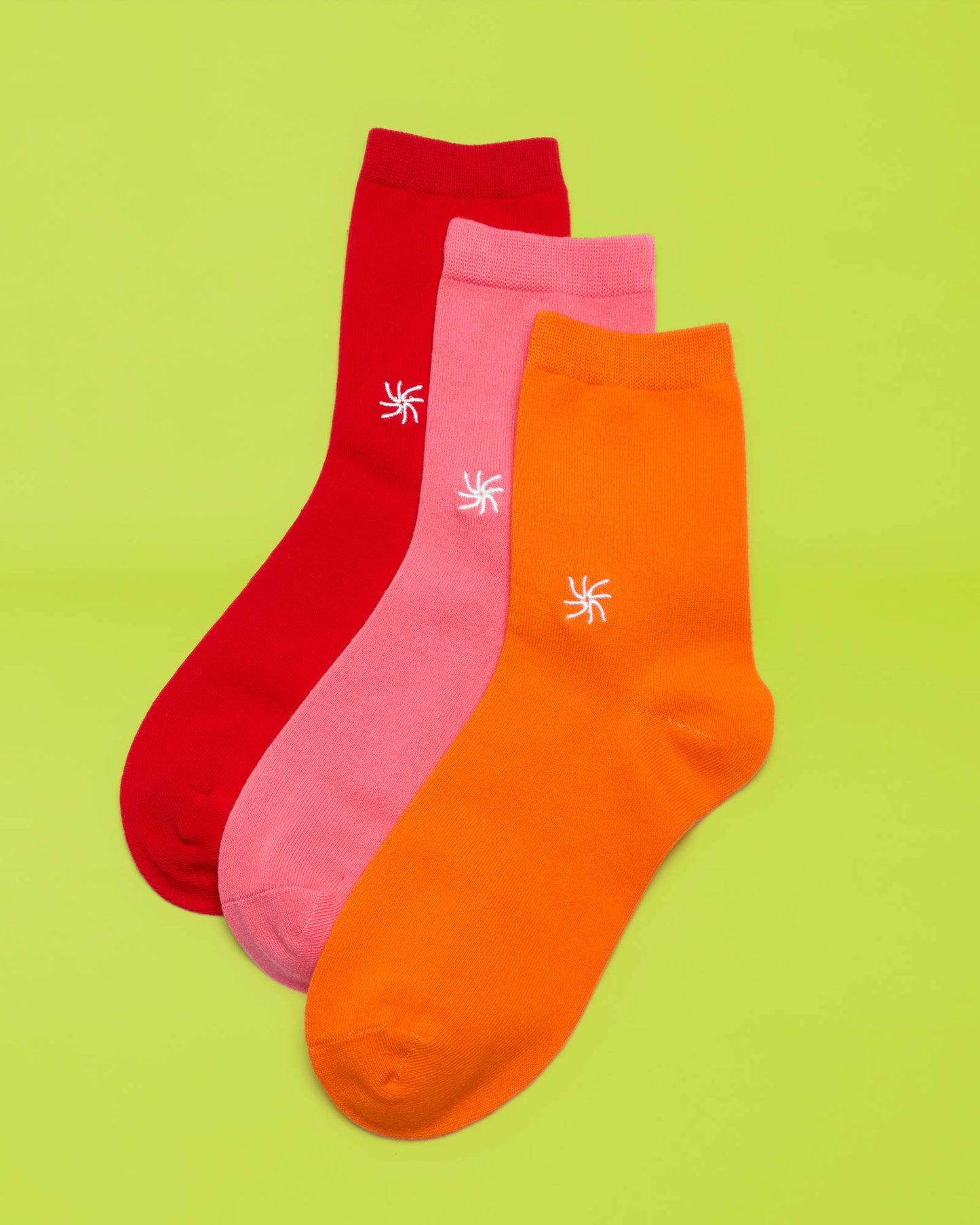Crew-SOck-Bright-PInk-Multi