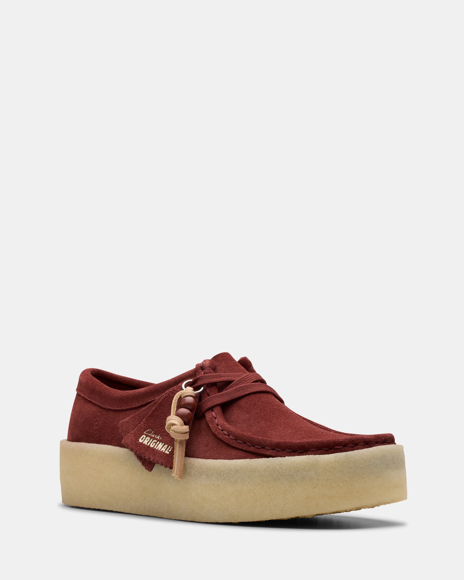 Clarks wallabees red suede hotsell