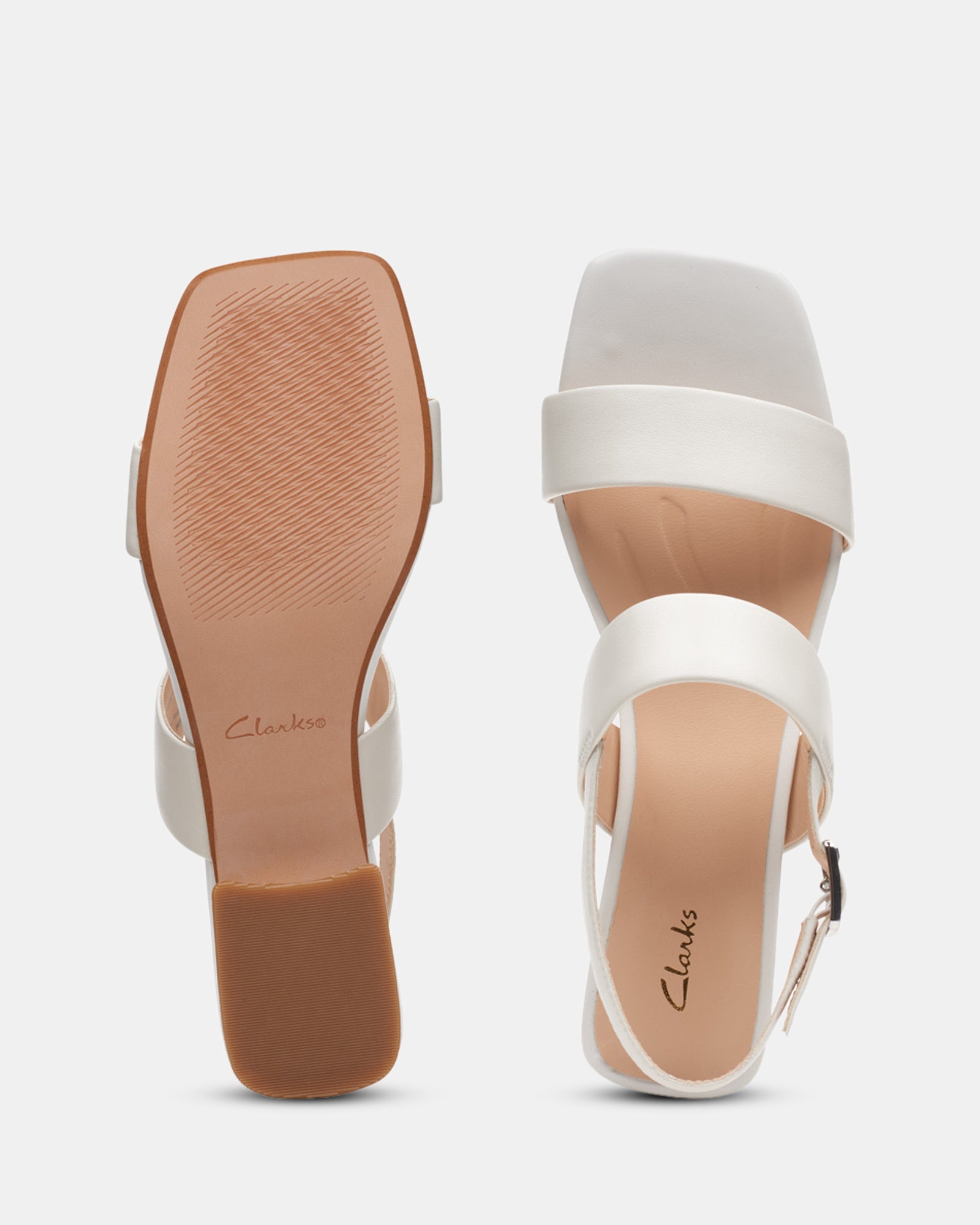 Clarks white 2025 leather sandals