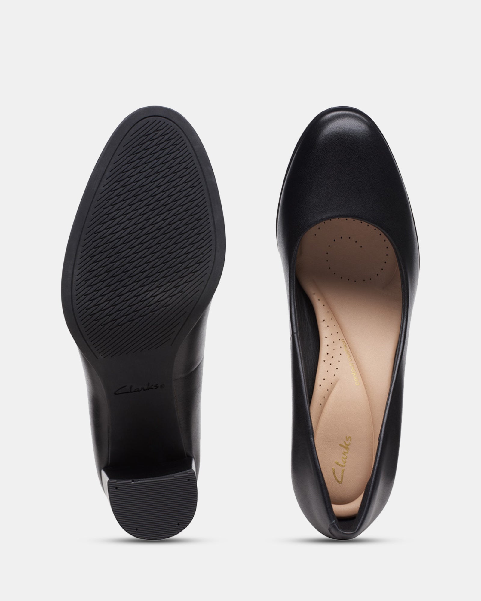 Clarks ladies best sale black leather shoes