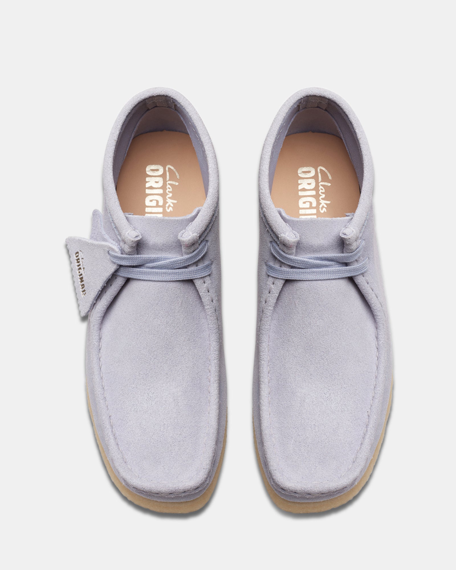 Gray clarks wallabees best sale